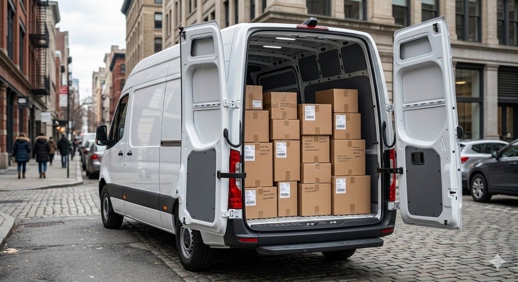 Transporter mit vielen Umzugskartons