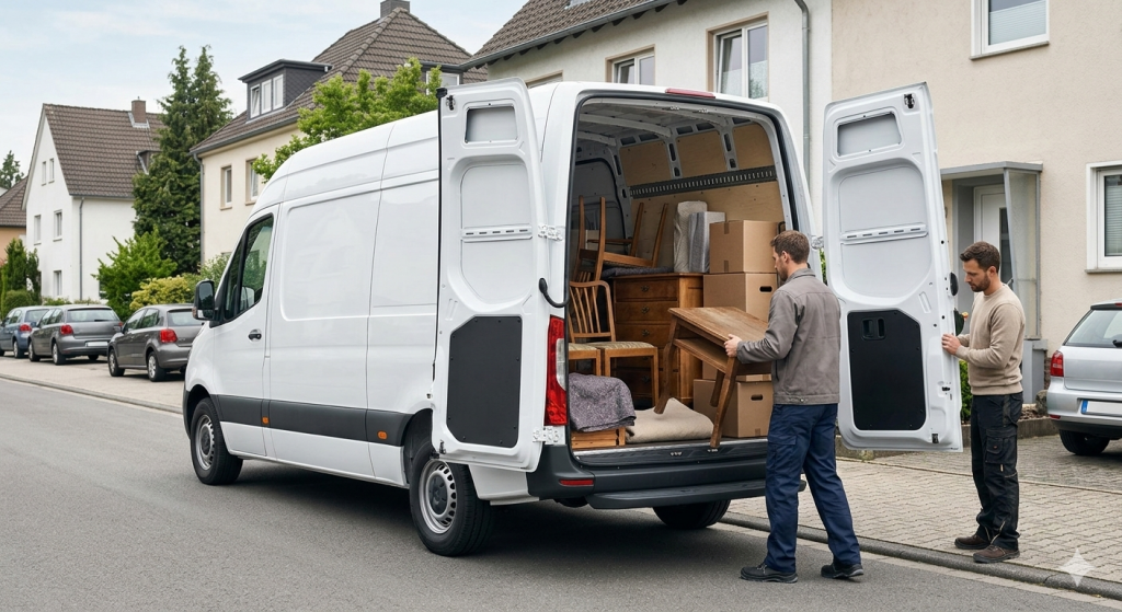 Mitarbeiter entruemplen eine Wohnung